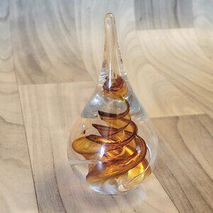 Marian Pyrcak Art Glass Teardrop Paperweight Signed MP Poland 5.25"